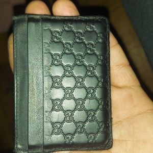 Black All Over Print Gucci Cardholder Good Condition
